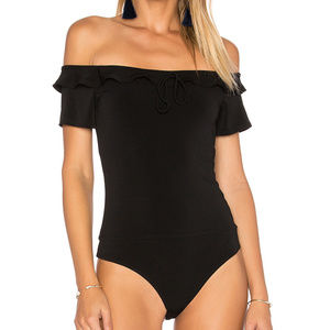 LOVERS  + FRIENDS Gabbie bodysuit Black ruffle
